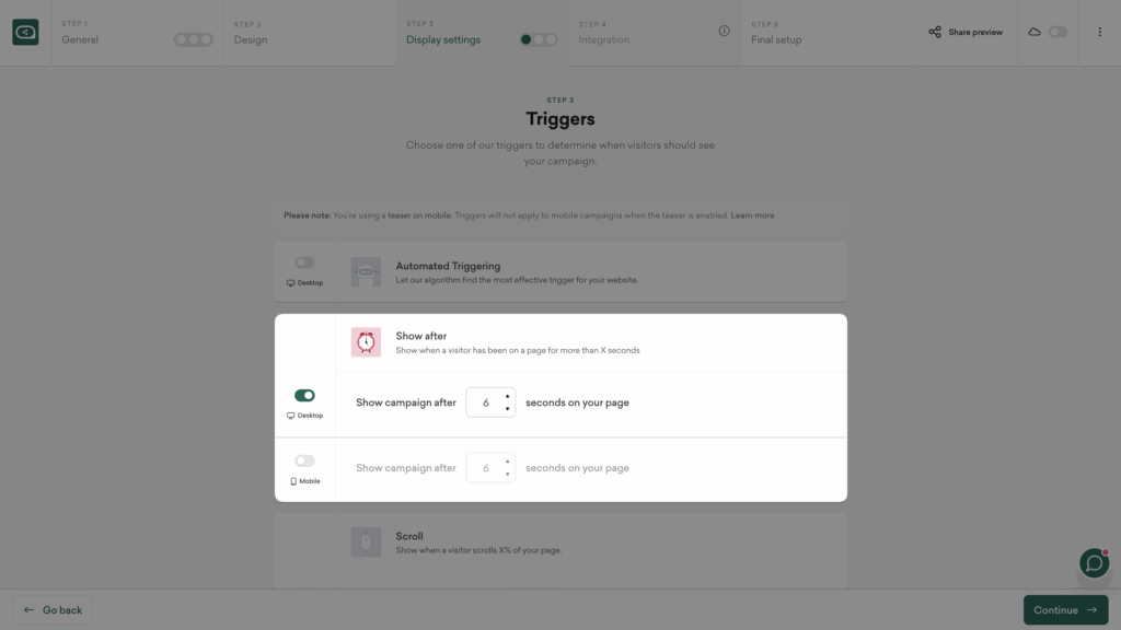Choose trigger