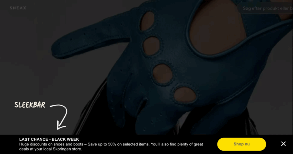 Last chance popup from Shoe-d-vision highlighting Black Week urgency.
