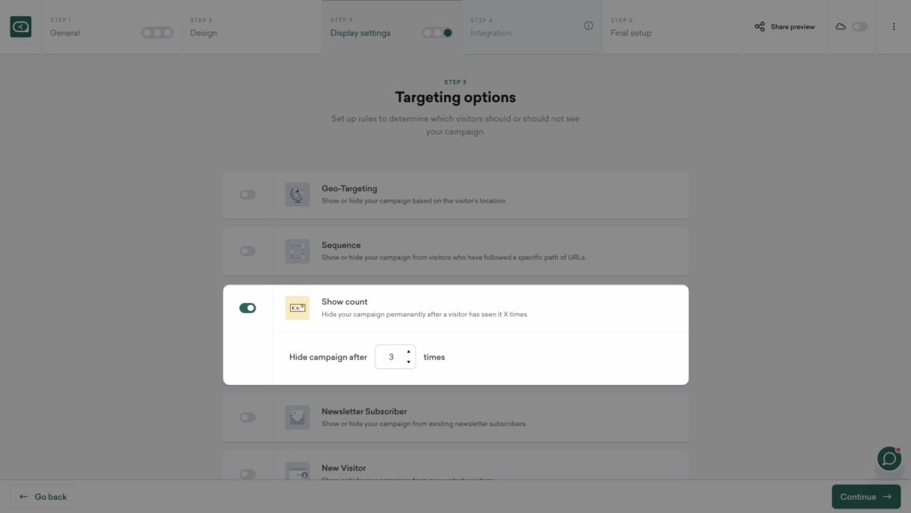 Advanced targeting for Christmas tiered discounts popup in Sleeknote.