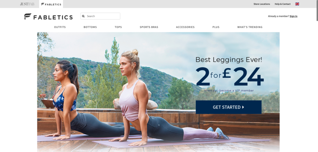 Fabletics Home Page