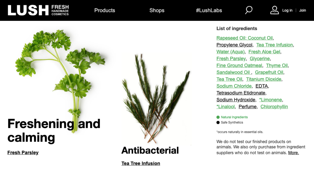 Lush Ingredient List