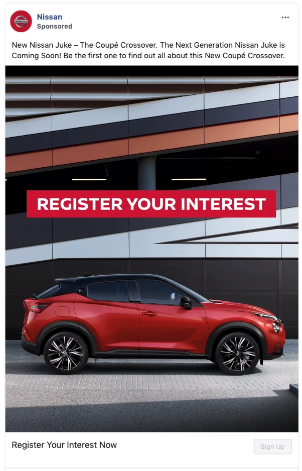 Nissan Facebook Lead Ad