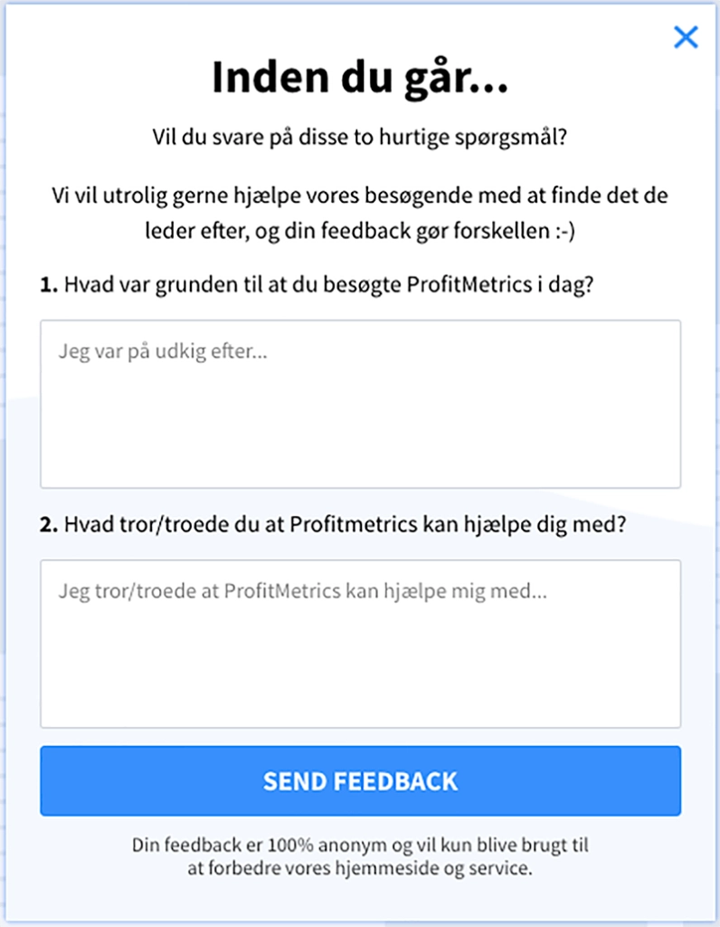 Exit-intent survey profitmetrics