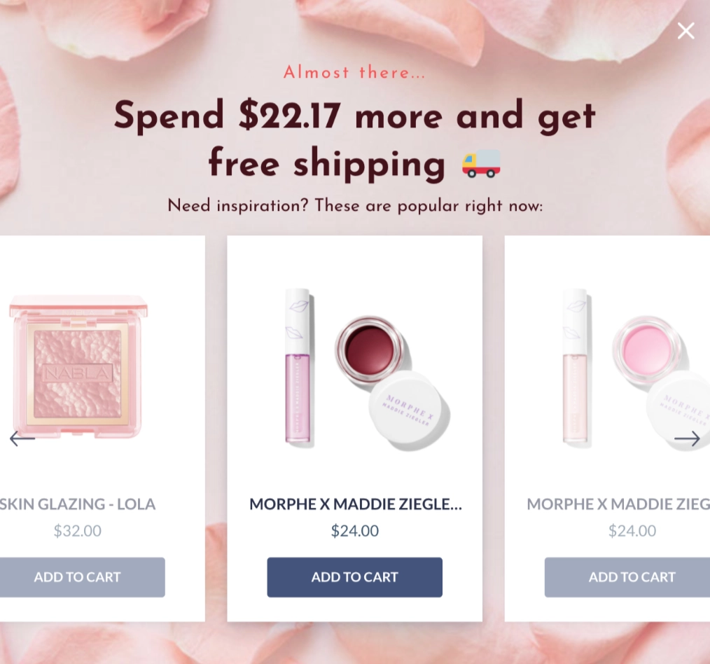 product recommendation popup