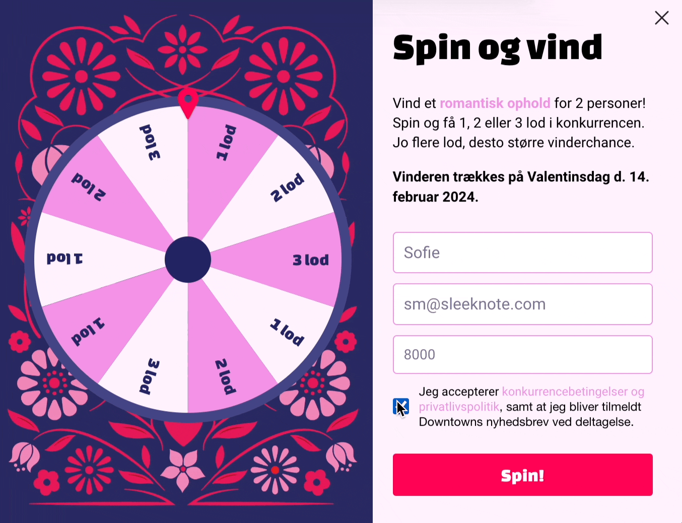 Take Offer spin-to-win gamification marketing example popup