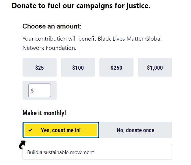 Black Lives Matter Global Network Foundation Donation