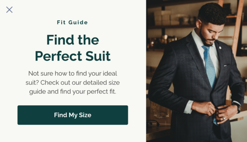 find my size guide popup