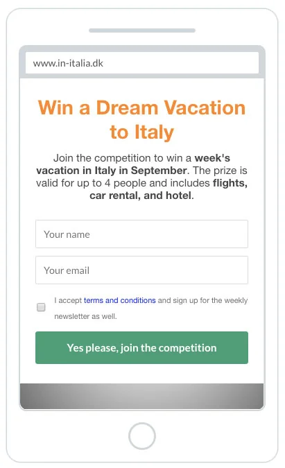 In-italia giveaway popup