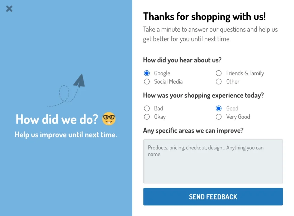 feedback popup