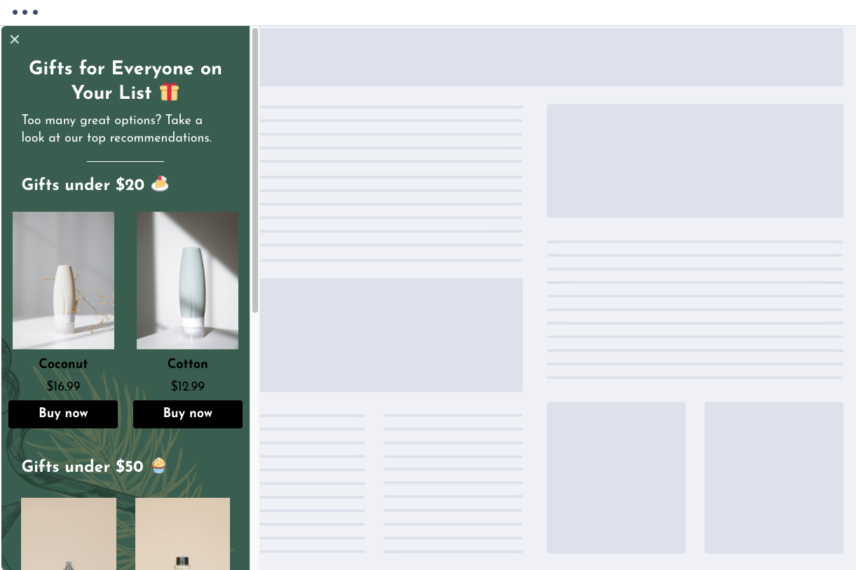 sidebar product recommendation