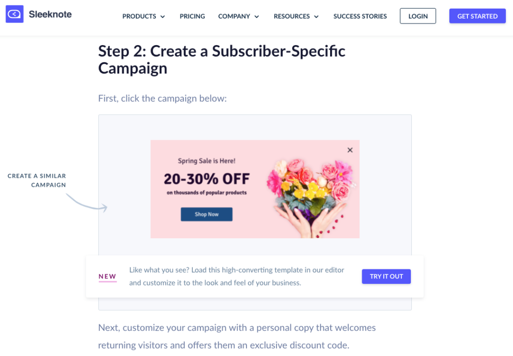 Subscriber specific campaign