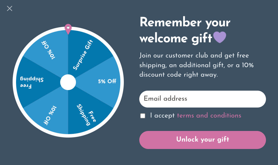 spin to win popup