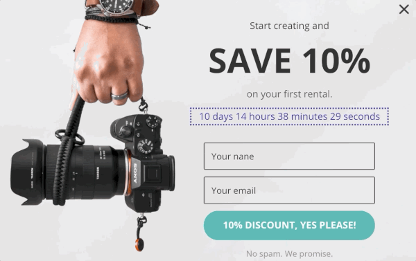 Wedio countdown timer discount popup
