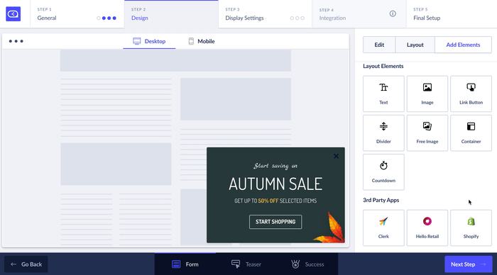 shopify element popup