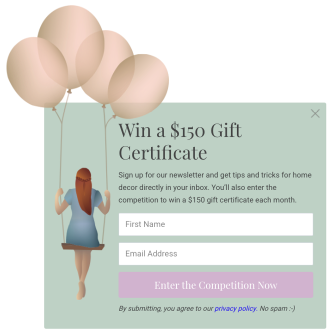 popup with a free image