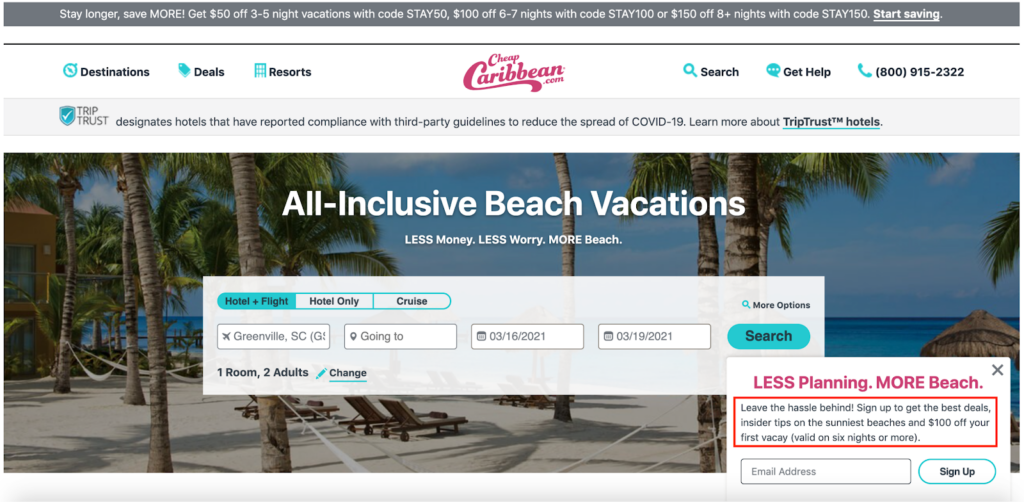 CheapCaribbean.com Popup
