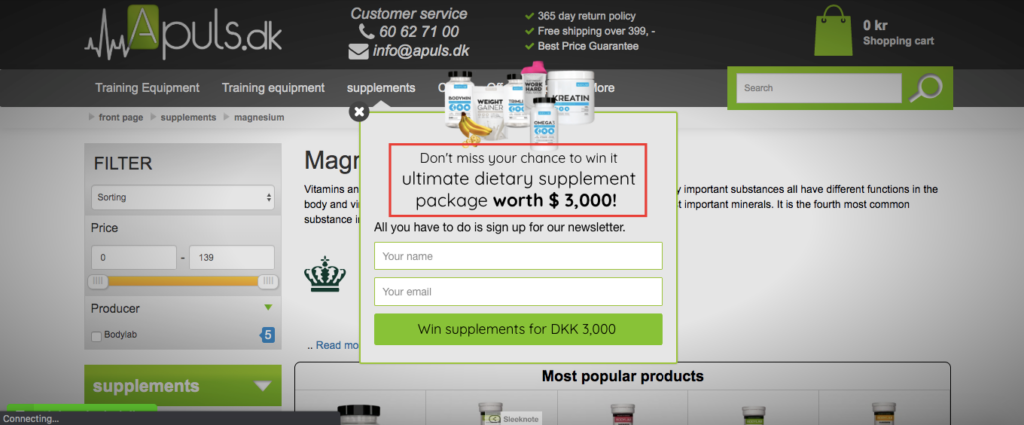 Apuls popup giveaway