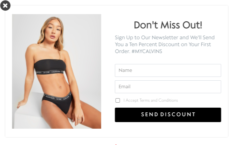 calvin klein dont miss out popup