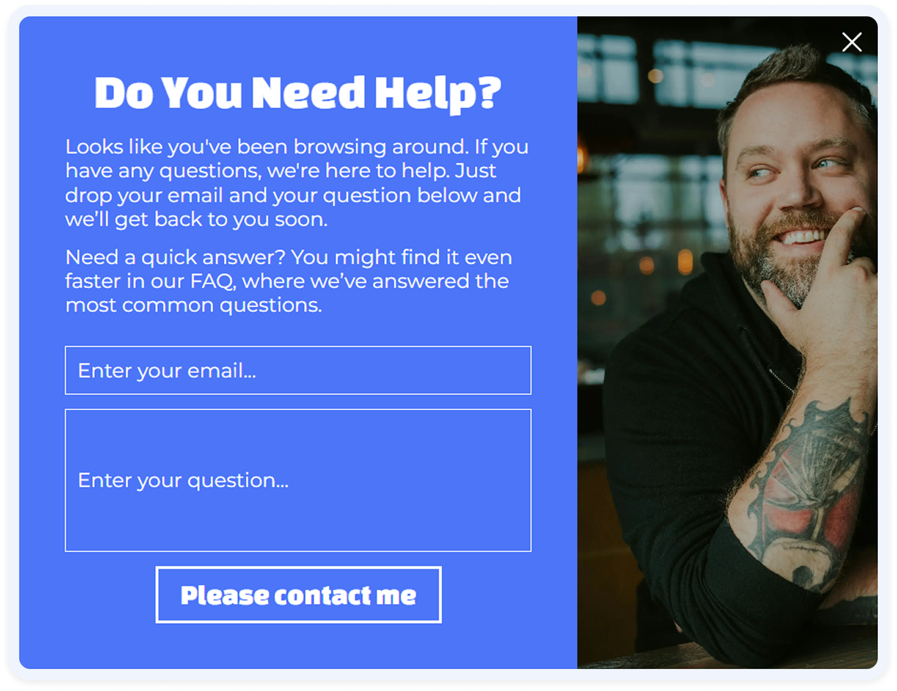 Black Friday after-hours support popup template in Sleeknote