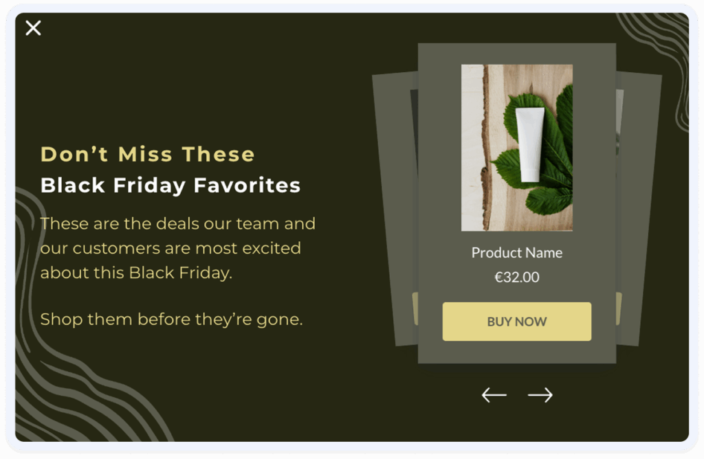 product recommendation popup template for promoting featured items