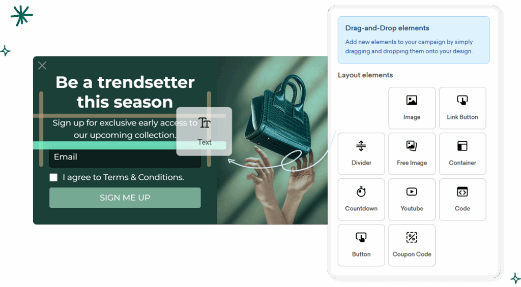 Sleeknote's Drag-and-Drop editor.