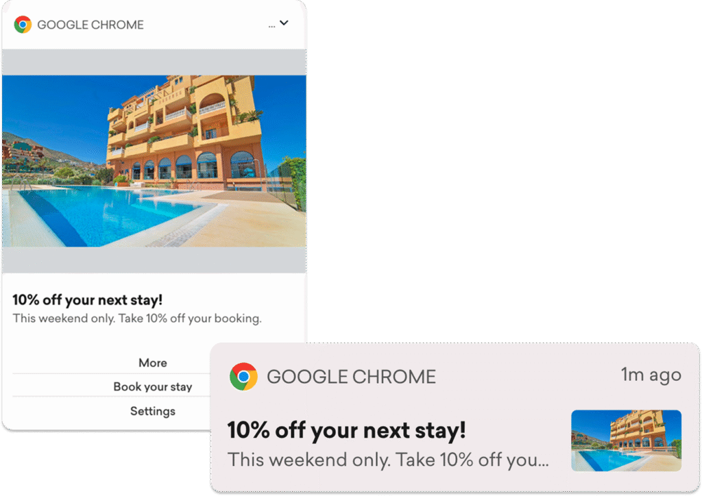 Rich web push notification example with images