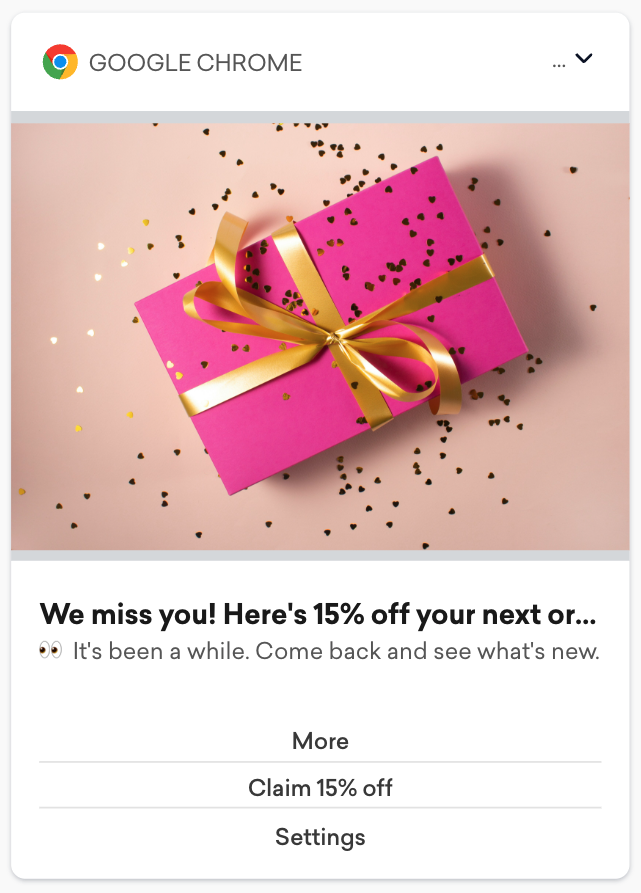 re-engagement web push notification type