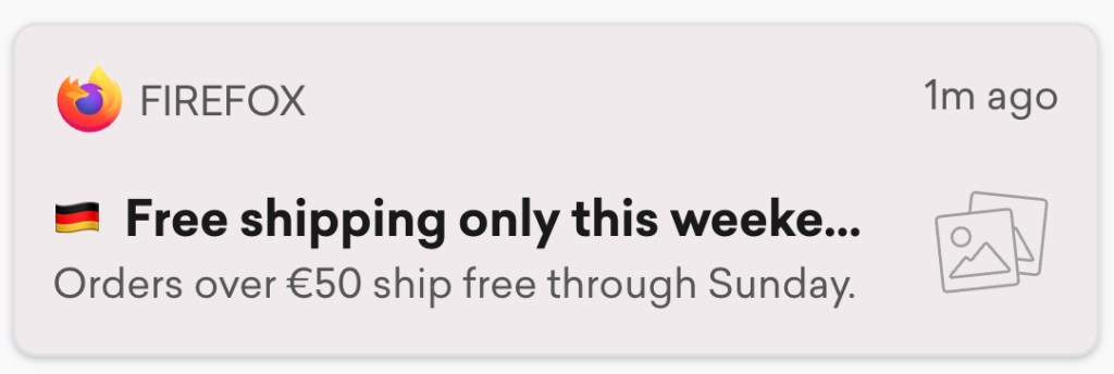 location-based web push notification offering free shipping