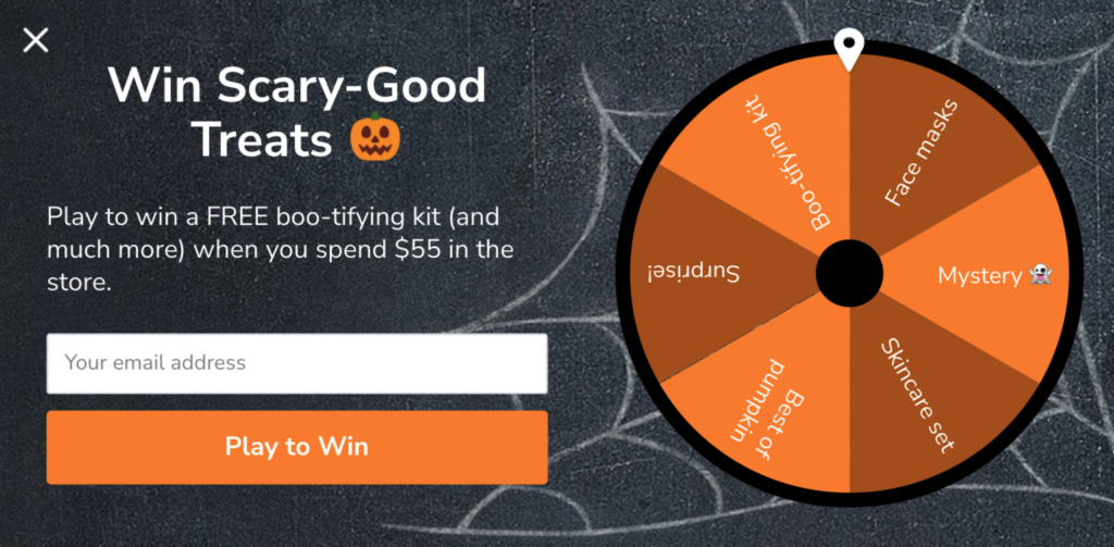 halloween spin to win popup example