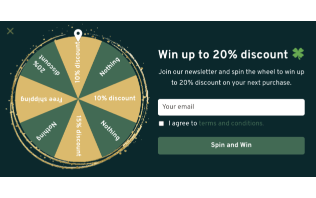 green themed spin to win popup example