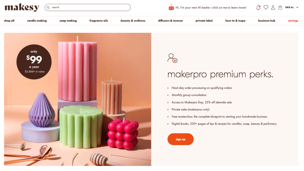 Makesy B2B platform with membership option