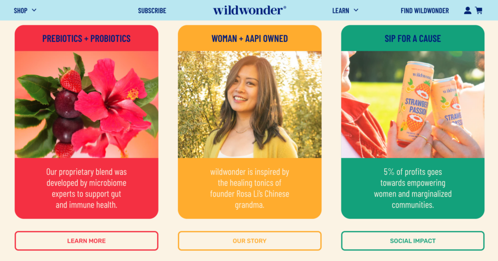 Wildwonder founder Rosa Li on the homepage