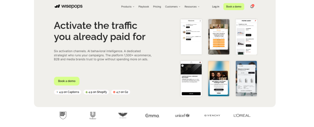 Wisepops popup software homepage
