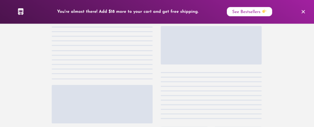 Free-shipping progress bar showing how much more to add to reduce cart abandonment