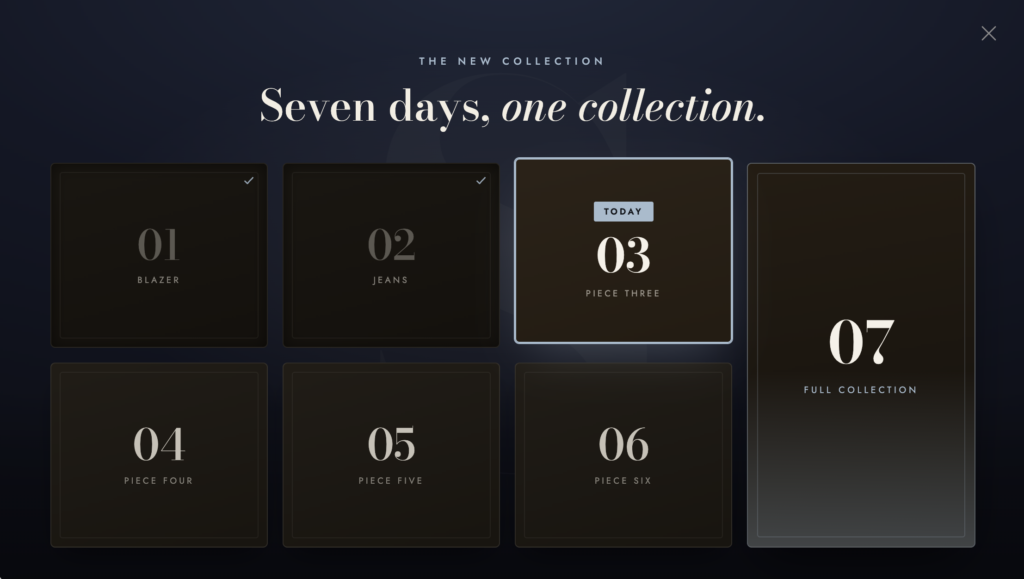 Daily engagement calendar popup example.