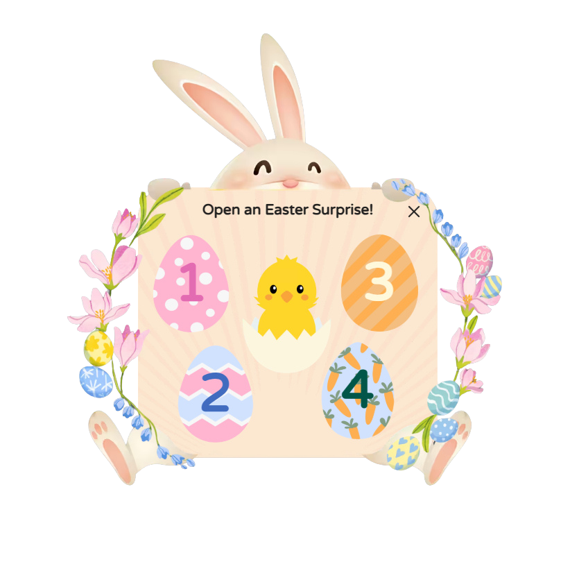Easter surprise calendar marketing example with four numbered eggs