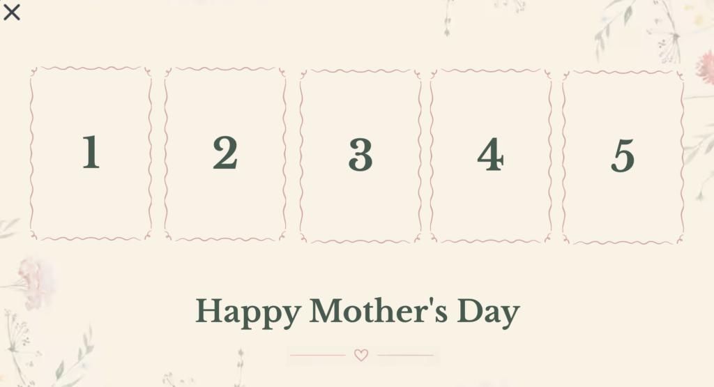 Mother's Day countdown calendar marketing example leading up to the big day