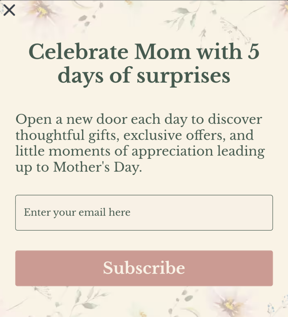 email capture mothers day.