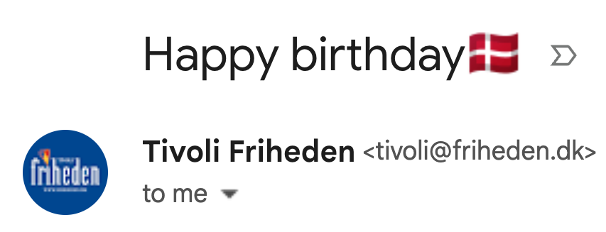 Subject line for zero party data collection email for Tivoli Friheden.
