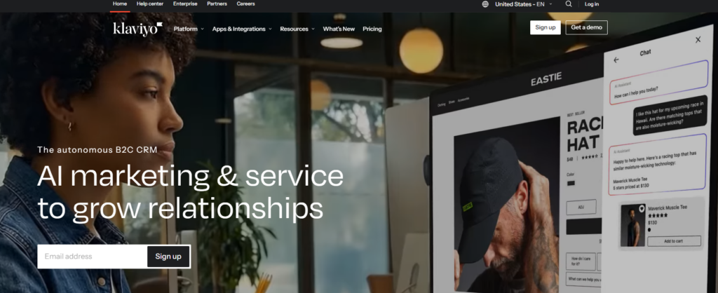 Klaviyo homepage