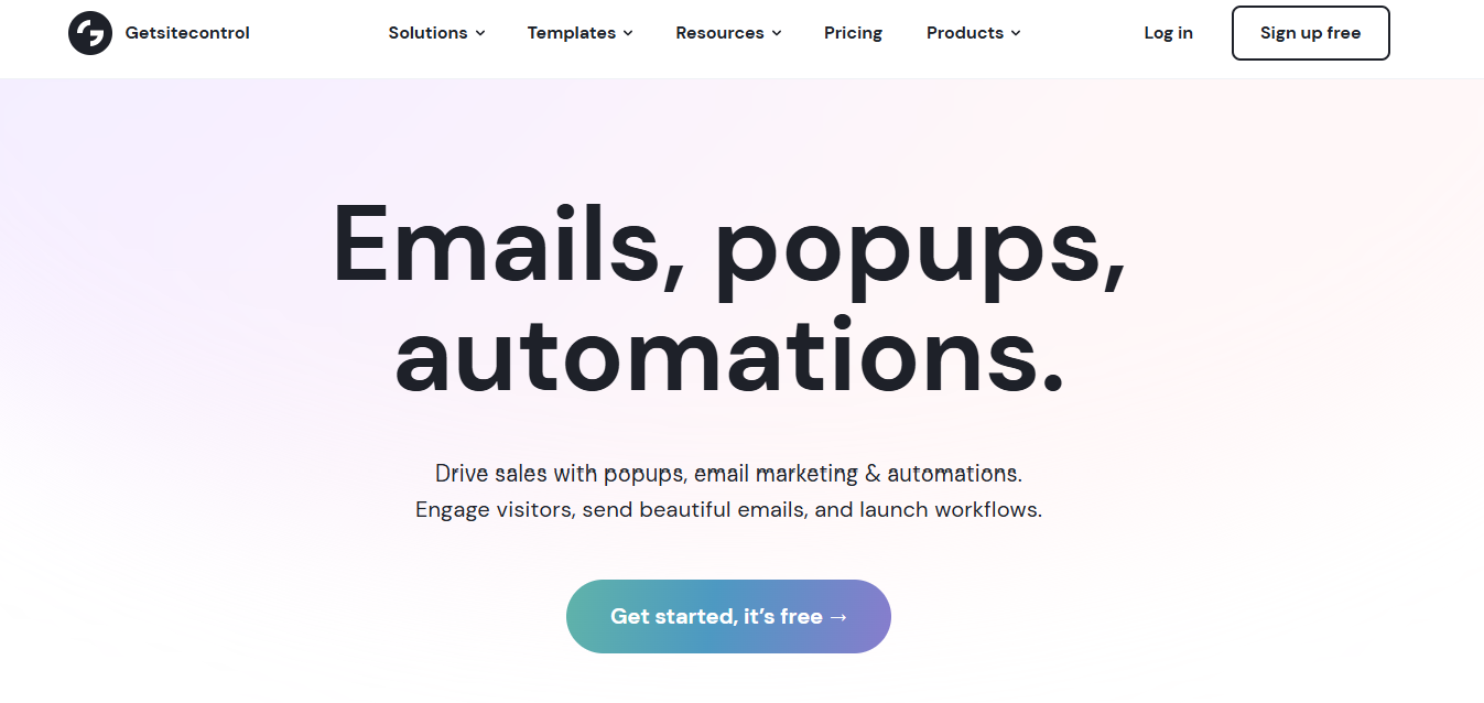 Getsitecontrol popups and widgets homepage