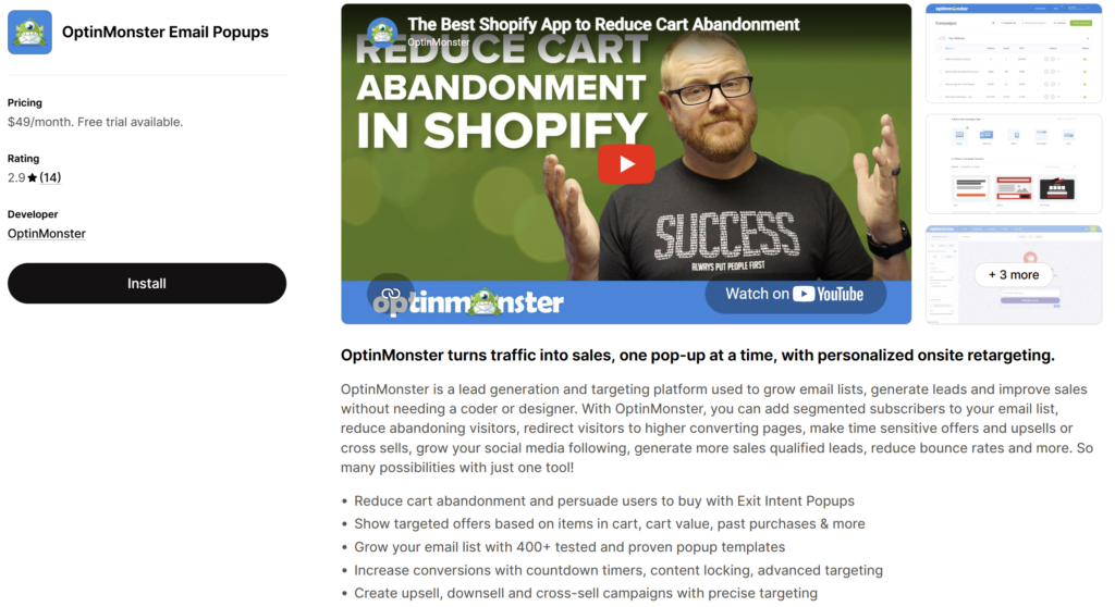 OptinMonster Shopify app