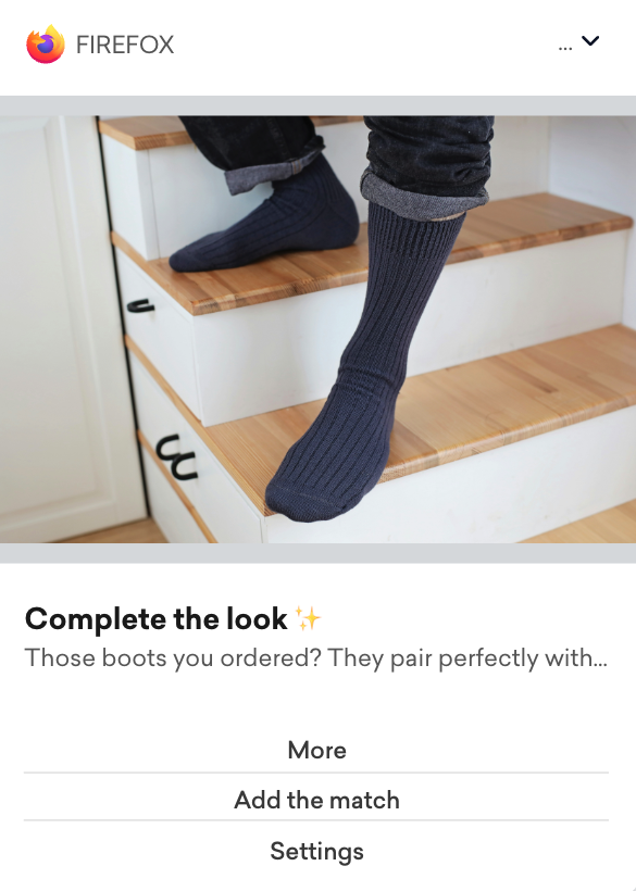 Cross-sell web push notification example recommending a matching product