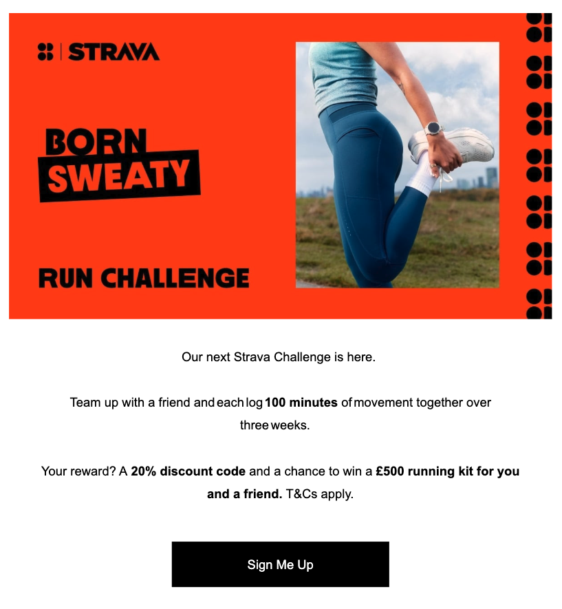 Sweaty Betty Strava run challenge gamification marketing example